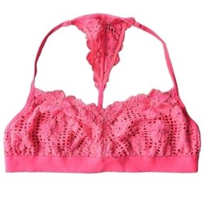 Aerie bright pink lace racerback lace bralette Small B074